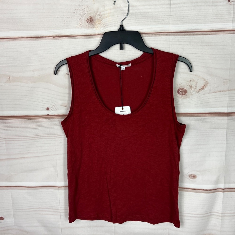 Goldie Top Womens Medium Red Scoop Neck Tank Sleeveless Pima Cotton Solid Knit‎